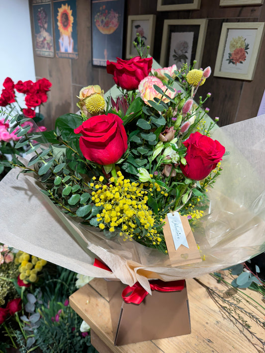 Red Rose & Mixed Seasonal Flower Bouquet 'Florence'