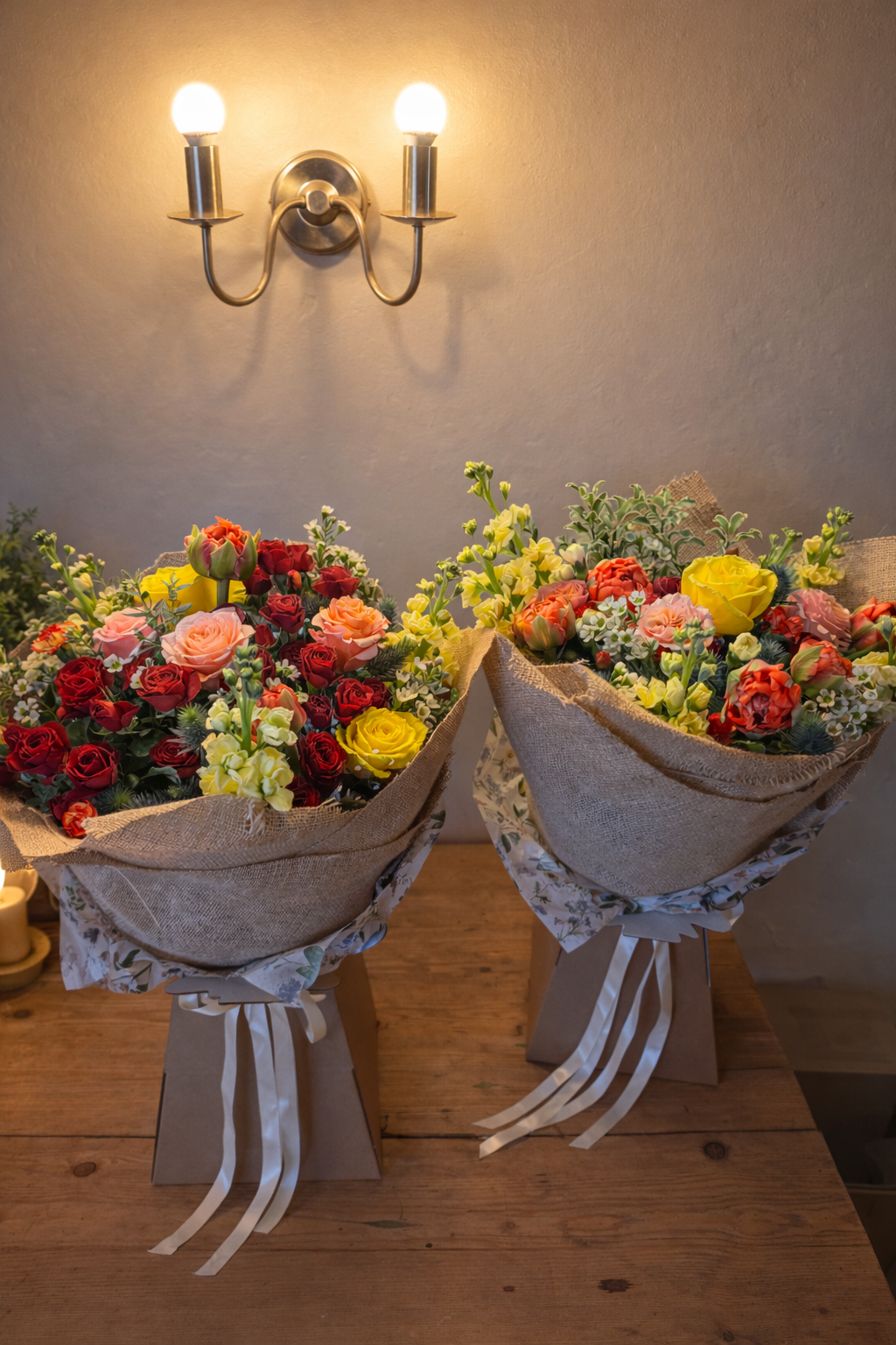 Seasonal Hessian Wrap Flower Posy
