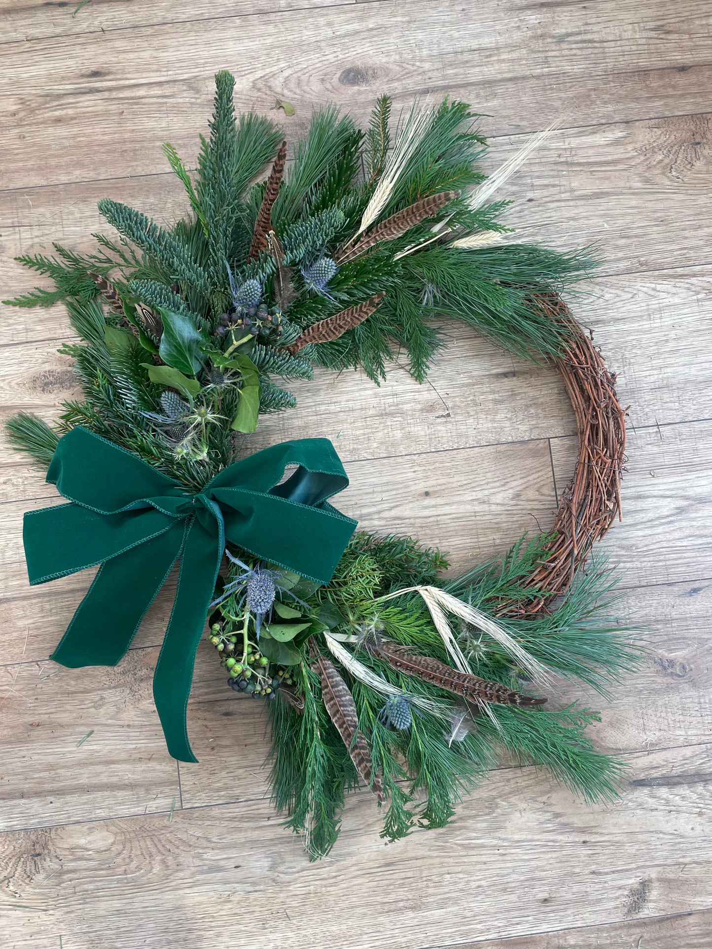 Luxury handmade Christmas wreath packaged for UK-wide delivery – Barns Florals Cornwall