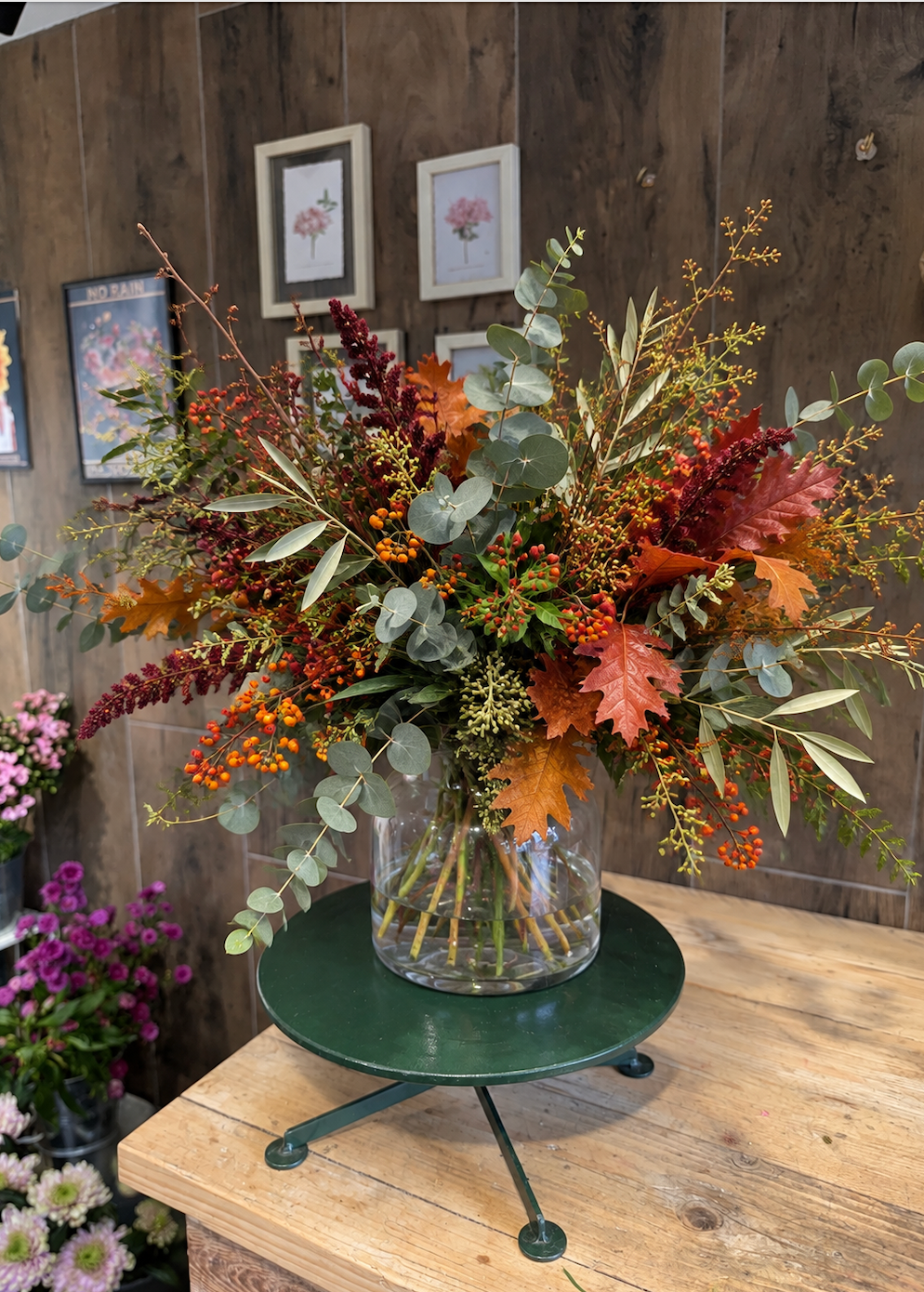 Autumn Seasonal Foliage Bunch Fresh & Preserved Rustic Autumn Arrangement