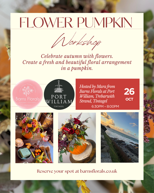 Flower Pumpkin Workshop at the Port William, Trebarwith Strand, Tintagel, PL34 0HB- 26th October