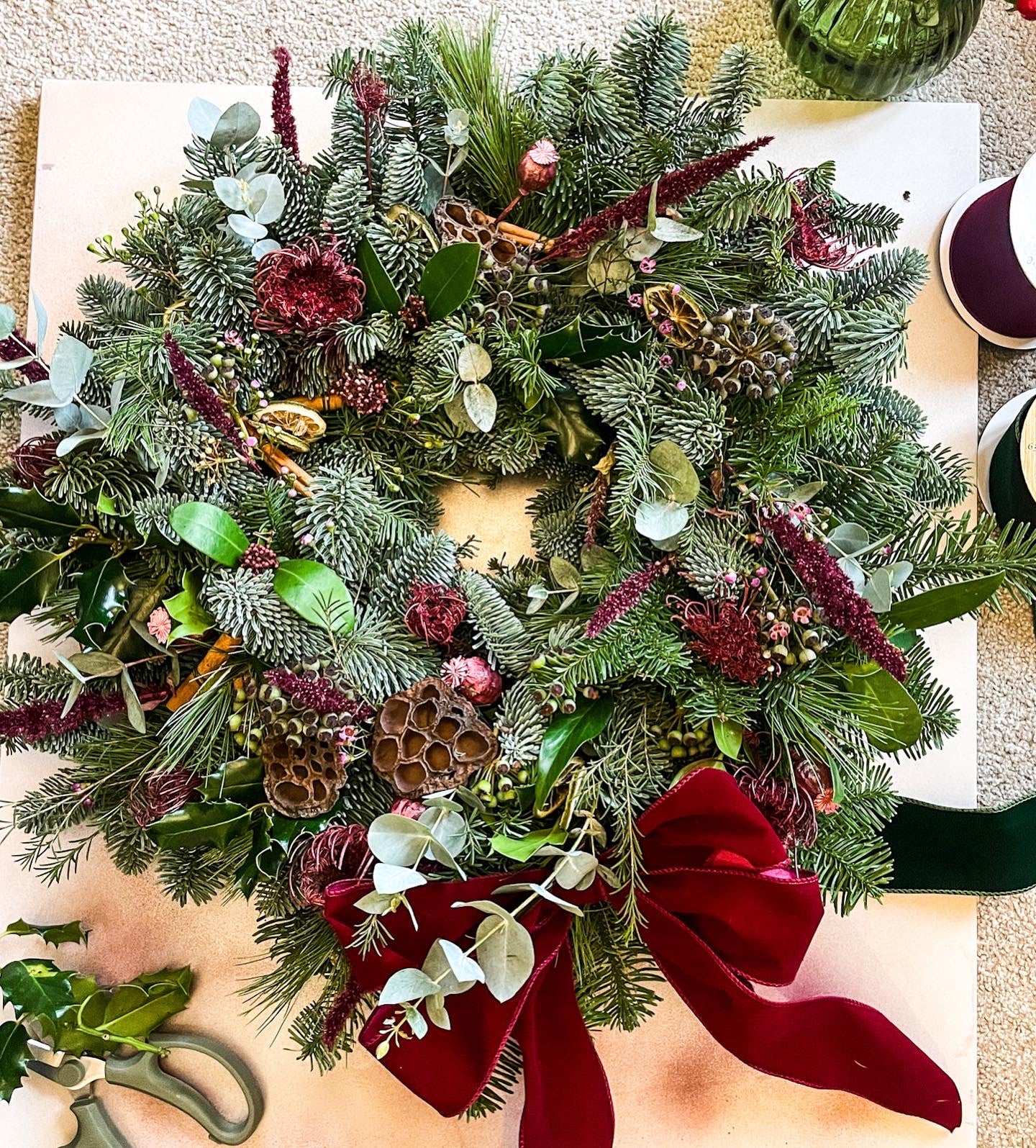 Barns Florals Bespoke Christmas Wreaths.OPEN FOR PREORDERS