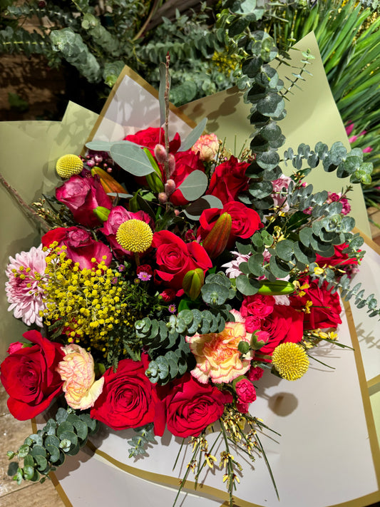 Red Rose & Mixed Seasonal Flower Bouquet 'Florence'